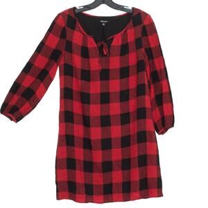 Madewell Womens Dress Wool Blend Buffalo Plaid Long Sleeve Red Black Size XXS FG